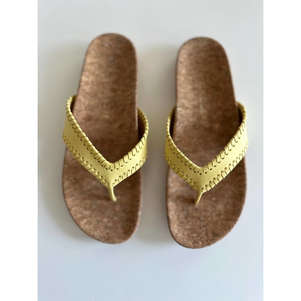 Jack Rogers Yellow Leather Thong Sandals
